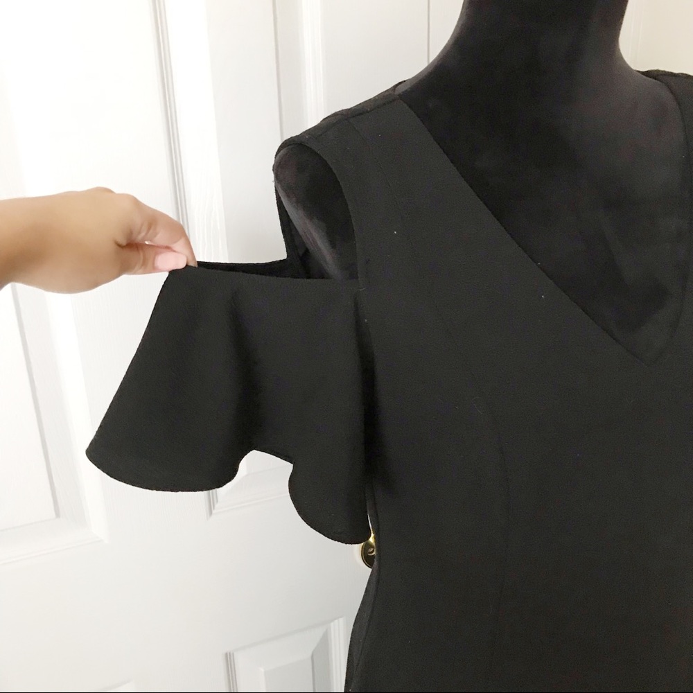SHARAGANO Black Cold Shoulder Dress Size 8 - Picture 4 of 6